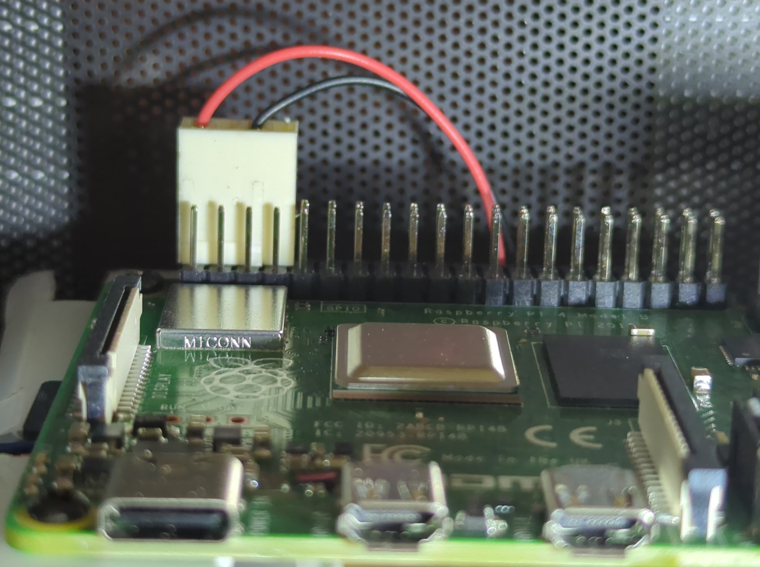 Fan connected to the Raspberry Pi GPIO interface.