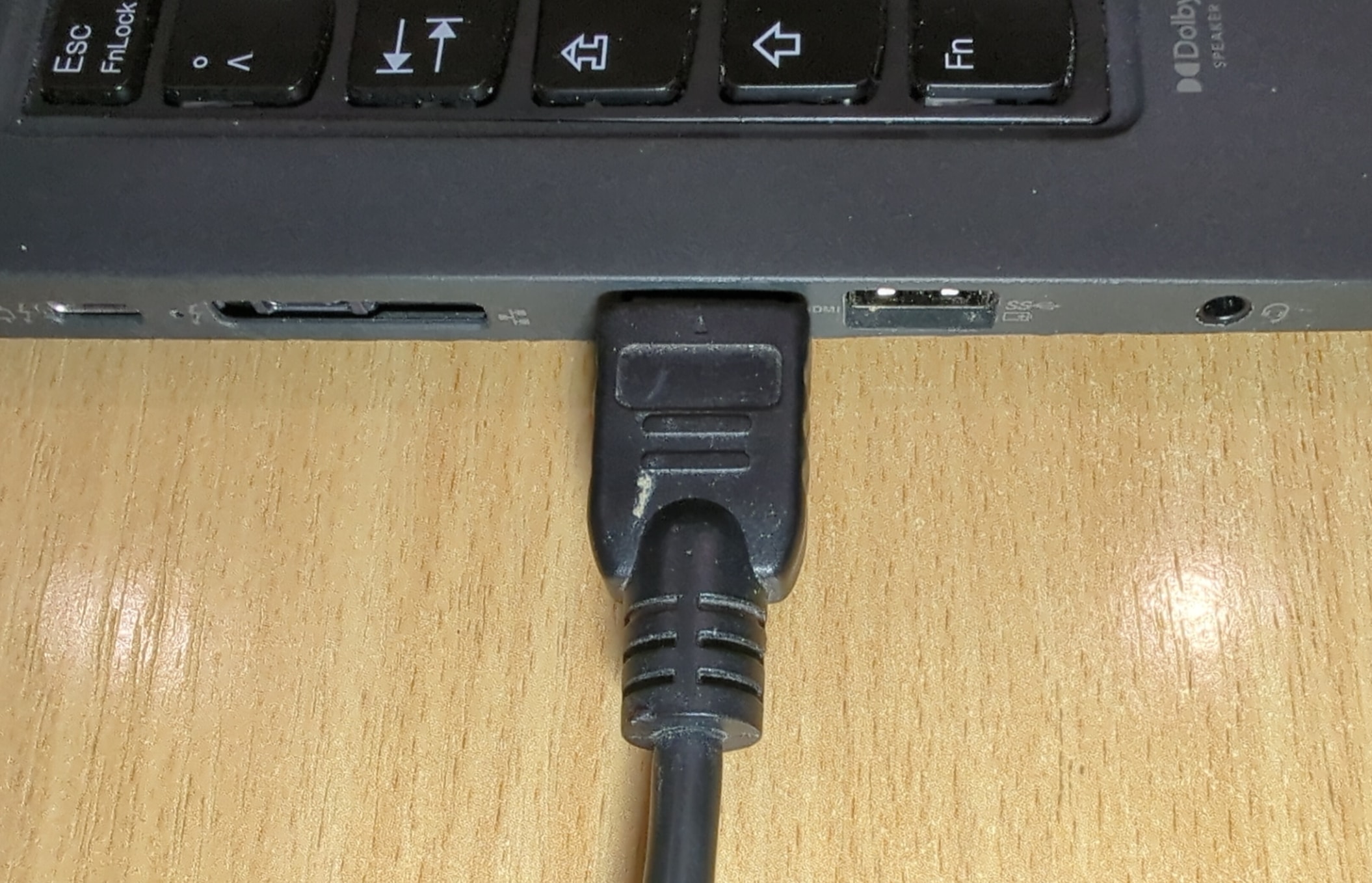 HDMI cable connected to the laptop (will act as a monitor in target system).