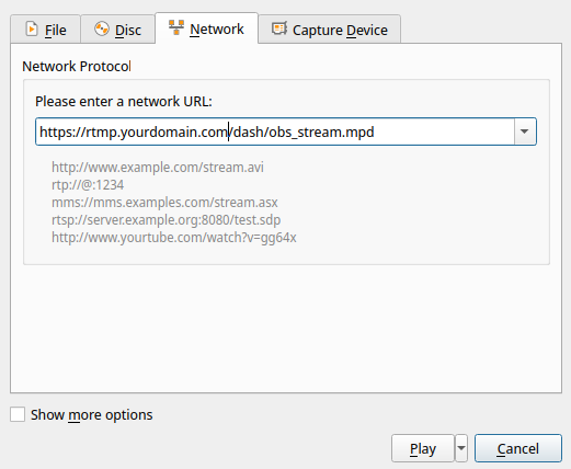 Перегляд мережевого джерела в VLC