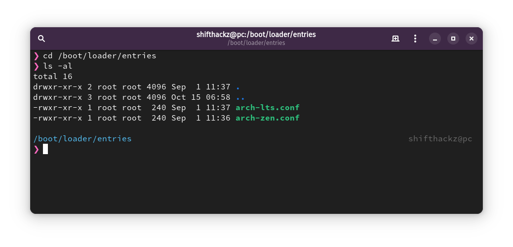 Existing bootloader entries for partition “A”.