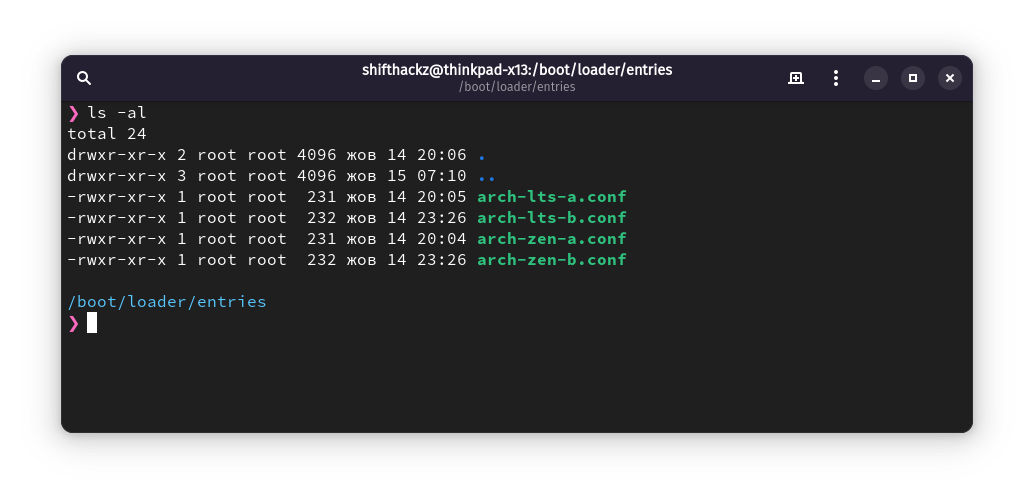 Final structure of bootloader entries for partitions “A” and “B”.