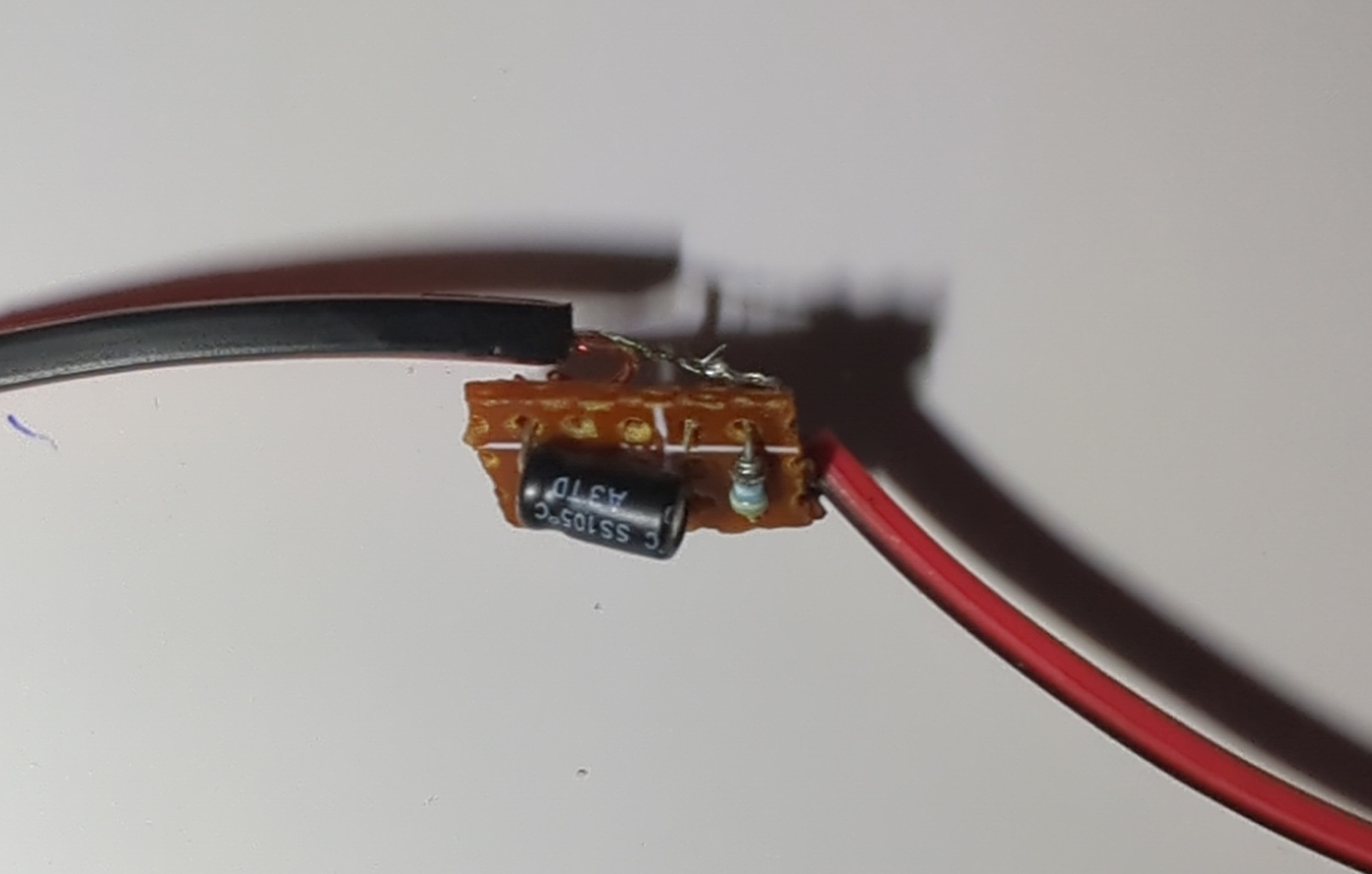 DIY Line-Out to Mic-In PCB (top view).