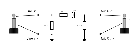 Making an adapter to connect 3.5mm sound jack line output to microphone ...